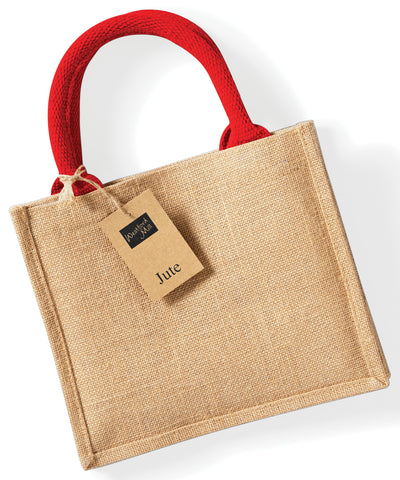 Bolsa de regalo mini de yute | Rojo Natural/Rojo Brillante