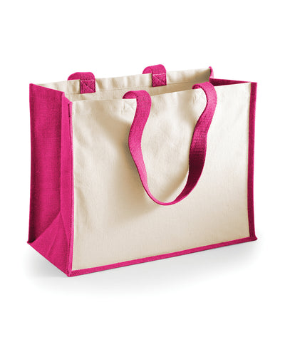 Bolso clásico de compras de yute con estampado | Fuchsia