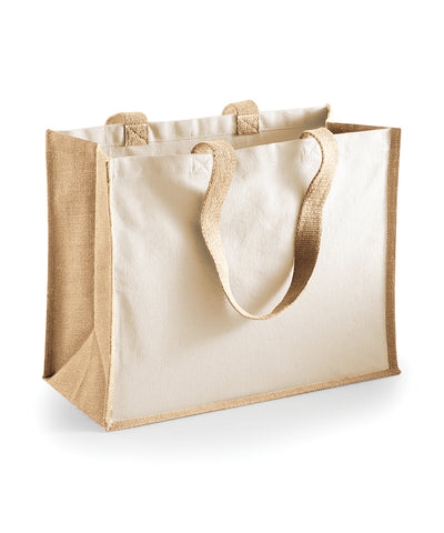 Bolso clásico de compras de yute con estampado | Natural