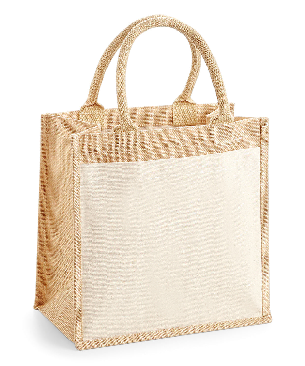 Bolso de mano de yute con bolsillo de algodón | Natural