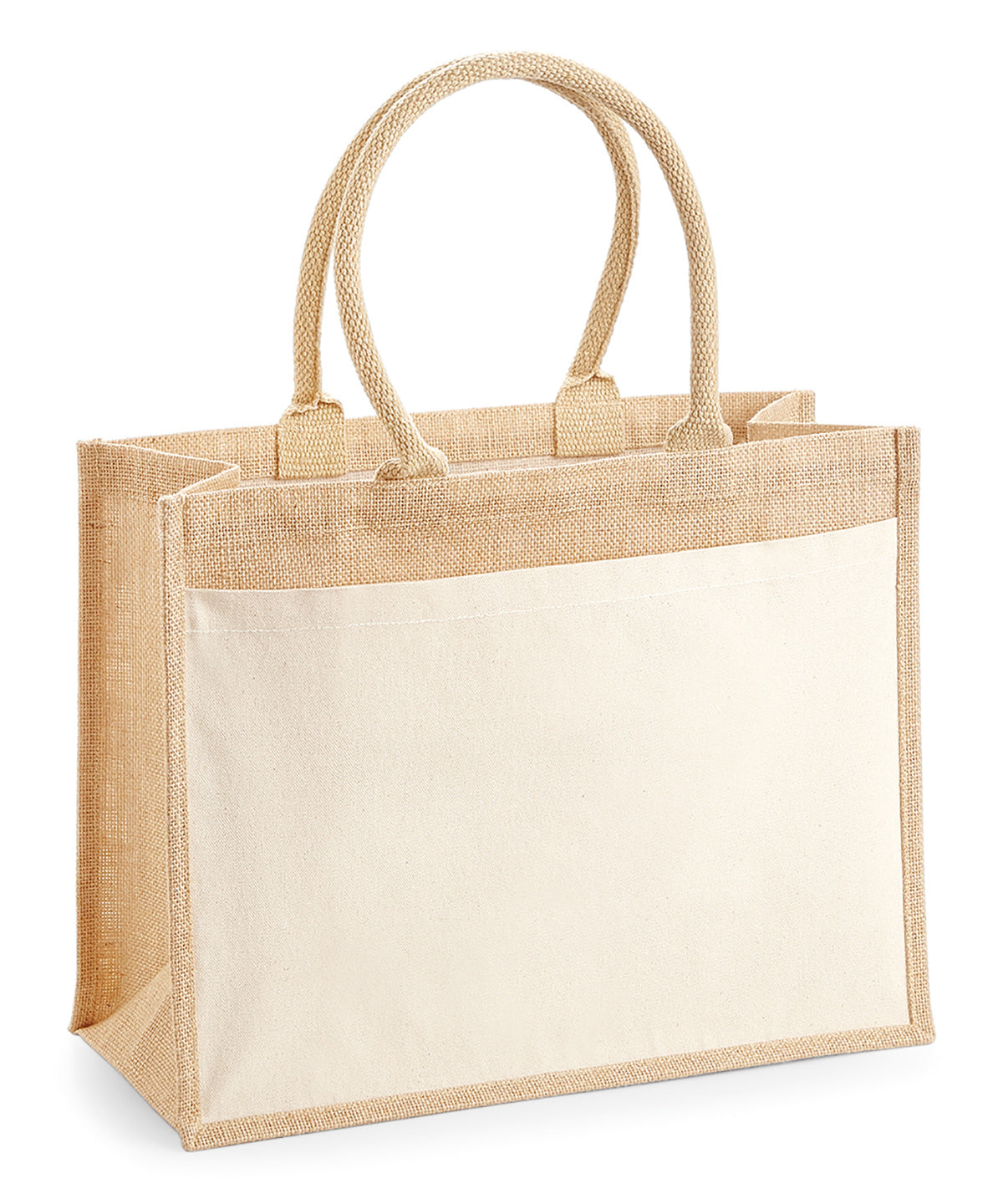 Bolsa de la compra de yute con bolsillo de algodón | Natural