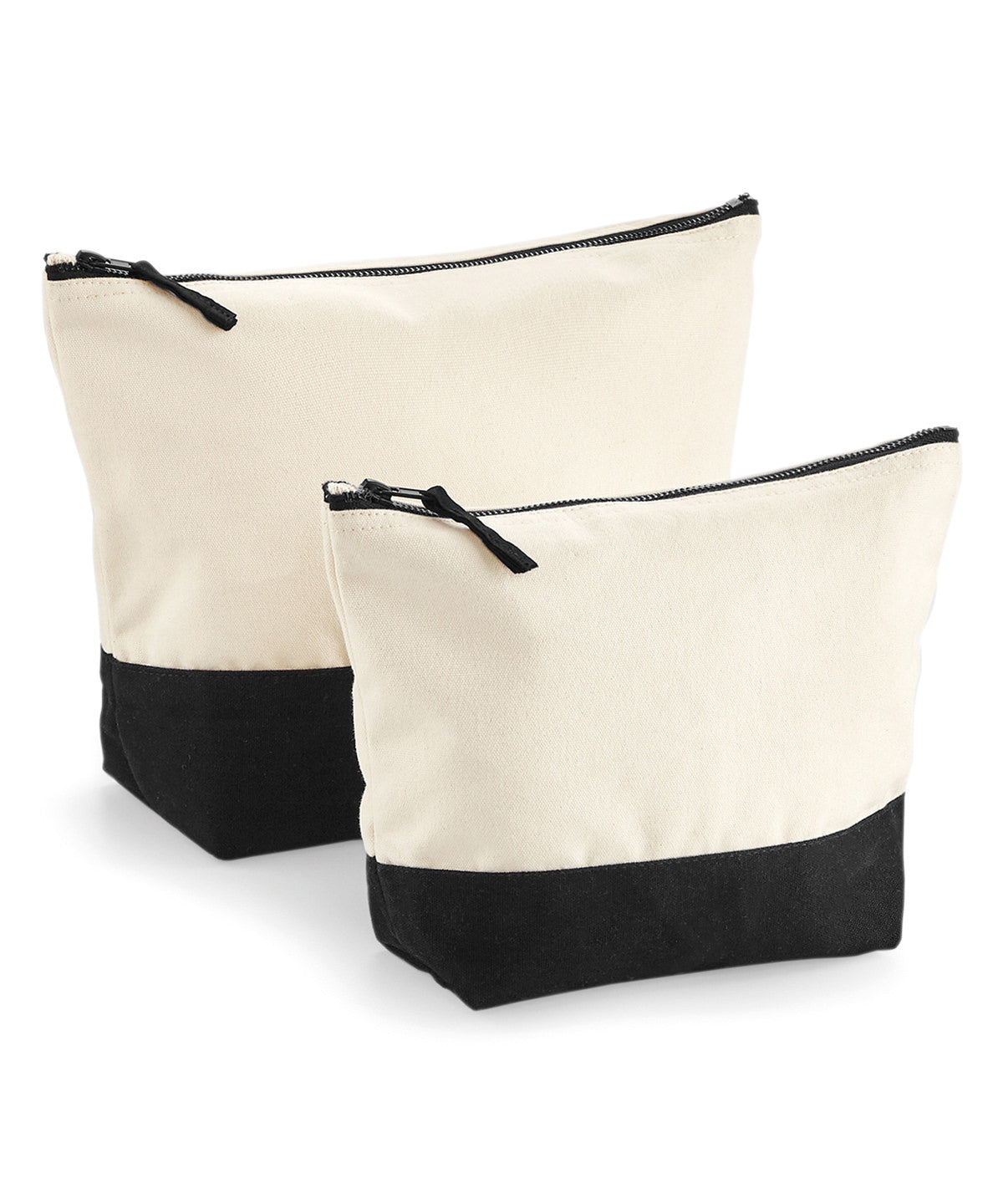Bolso de accesorios de lienzo con base sumergida | Natural/Negro