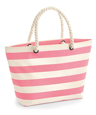 Bolso de playa náutico | Natural/Rosa