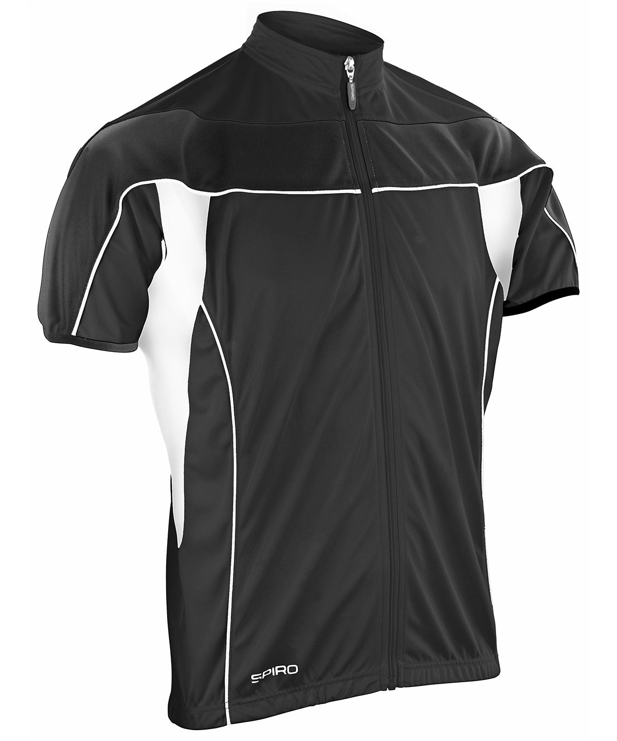 Camiseta de manga larga Spiro bikewear con cremallera completa | Negro/Blanco