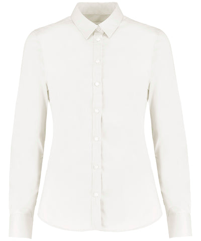 Camisa Oxford elstica de mujer de manga larga (corte entallado) | Marfil