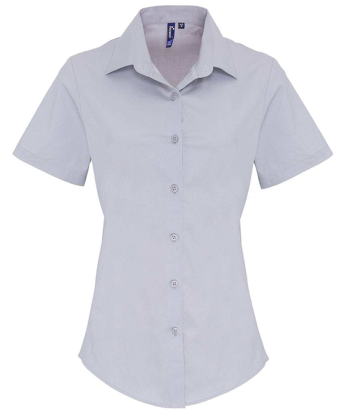 Blusa de manga corta de algodn popeln elstico para mujer | Plata
