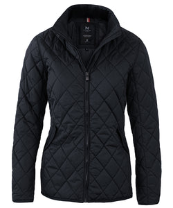 Chaqueta acolchada de diamantes elegante Henderson para mujer | Azul Medianoche