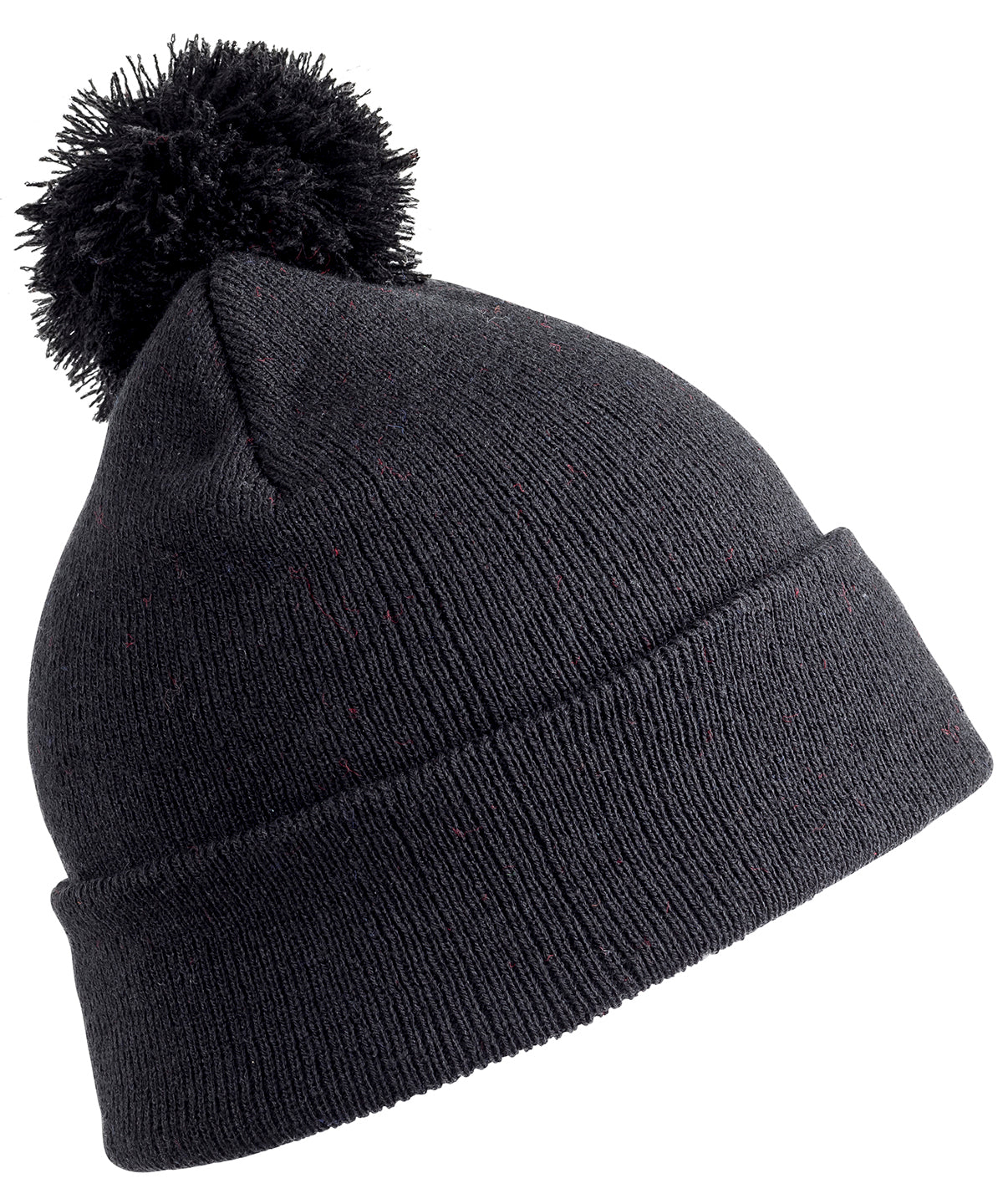 Gorro de lana con pompn para nios | Negro