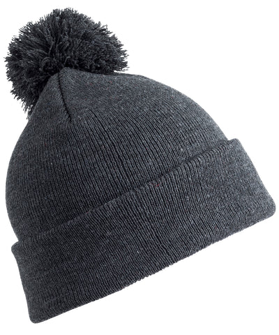 Gorro de lana con pompn para nios | Gris