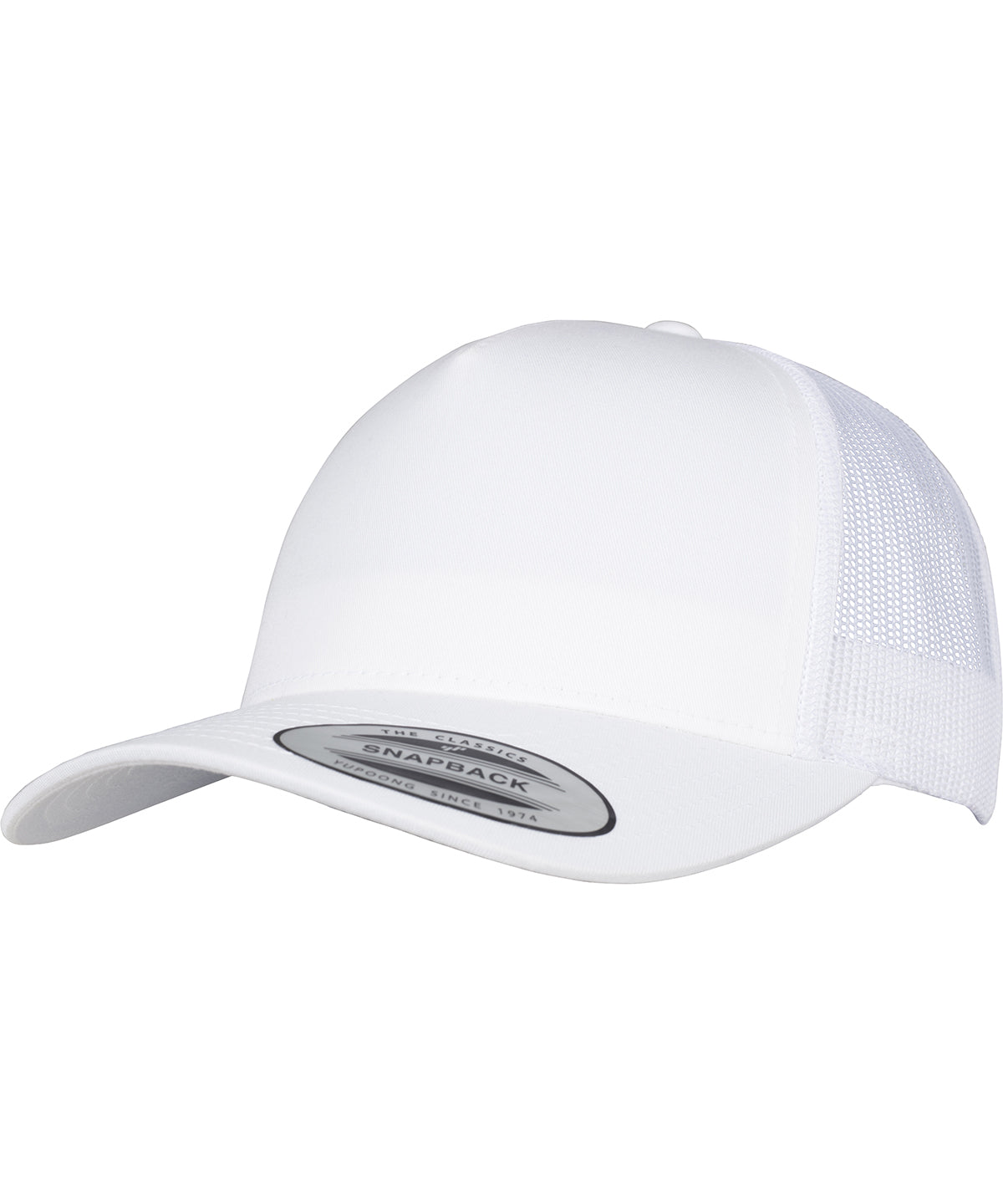 Gorra de camionero retro de 5 paneles (6506) | Blanco