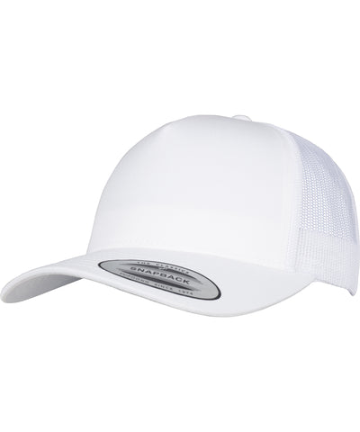 Gorra de camionero retro de 5 paneles (6506) | Blanco