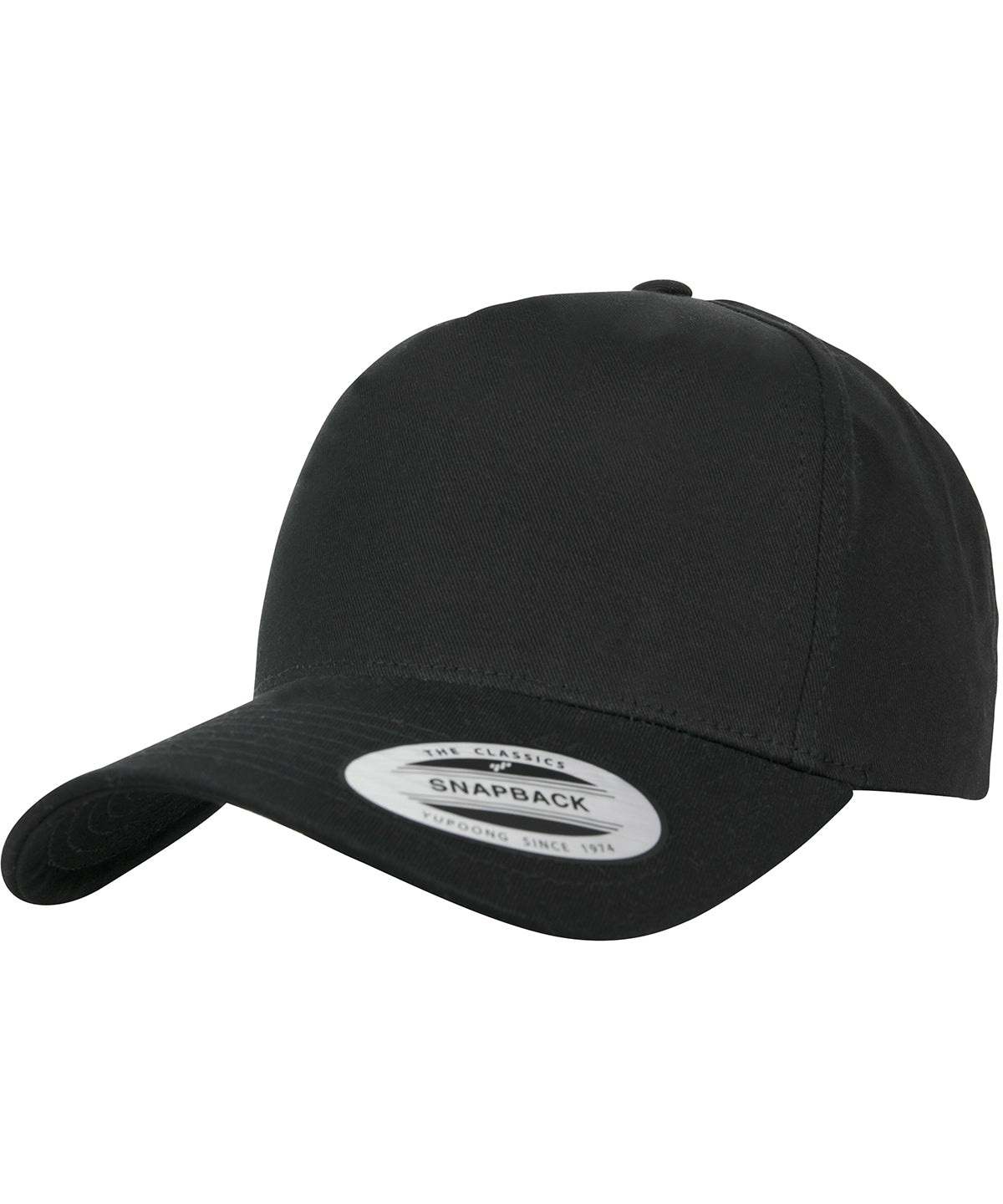 Gorra snapback clsica de 5 paneles curvados (7707) | Negro