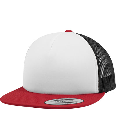 Gorra de camionero de espuma con frente blanco (6005FW) | Rojo/Blanco/Negro