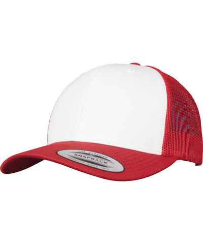 Camionero retro con panel frontal de colores (6606CF) | Rojo/Blanco/Rojo