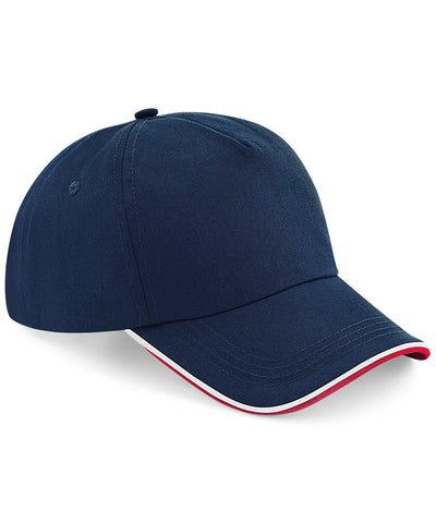 Gorra de 5 paneles autntica - visera con ribete | Azul Marino Francs/Rojo Clsico/Blanco