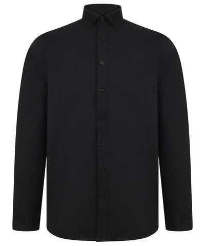 Camisa Oxford de manga larga moderna | Negro