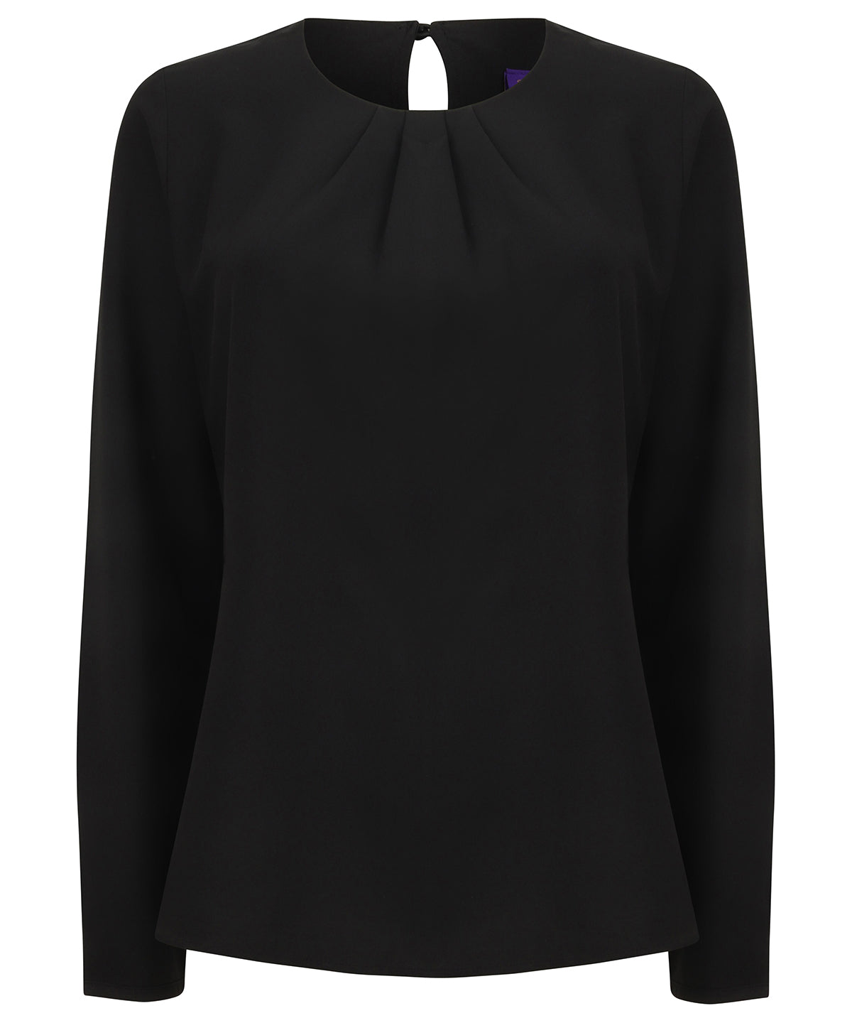 Blusa de mujer de manga larga con pliegues en la parte delantera | Negro