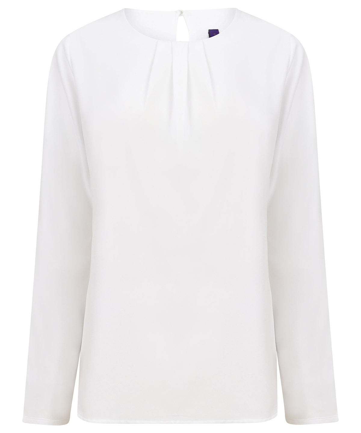Blusa de mujer de manga larga con pliegues en la parte delantera | Blanco