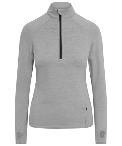 Top largo de media cremallera Cool Flex para mujer | Gris Plateado