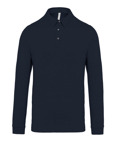 Camiseta polo de manga larga de punto jersey | Azul Marino