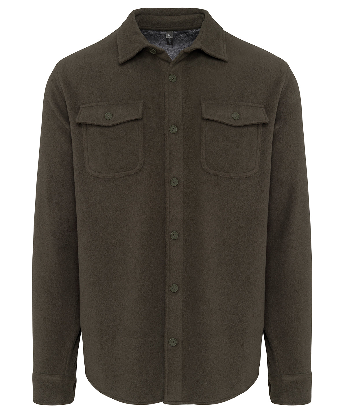 Camisa de franela forrada de sherpa | Caqui Oscuro/Gris Tormenta