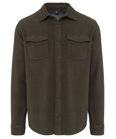 Camisa de franela forrada de sherpa | Caqui Oscuro/Gris Tormenta