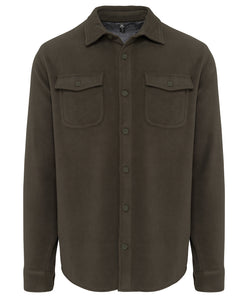 Camisa de franela forrada de sherpa | Caqui Oscuro/Gris Tormenta