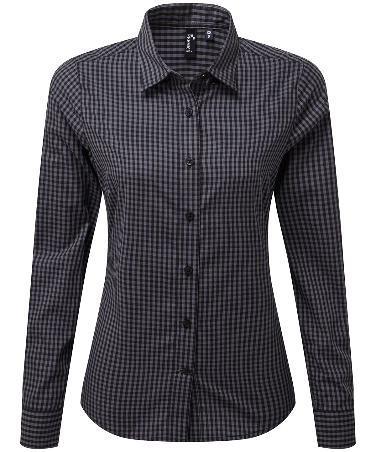 Camisa de cuadros de manga larga Maxton para mujer | Acero/Negro