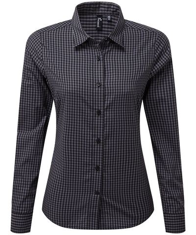 Camisa de cuadros de manga larga Maxton para mujer | Acero/Negro