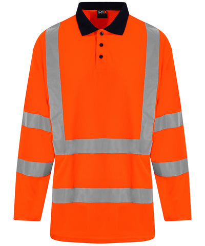Polo de manga larga de alta visibilidad | Naranja/Marino
