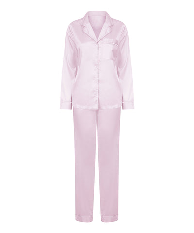 Pijama largo de satn para mujer | Rosa Claro