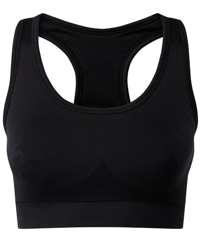 Sujetador deportivo sin costuras TriDri® con ajuste 3D para mltiples deportes en color slido | Negro
