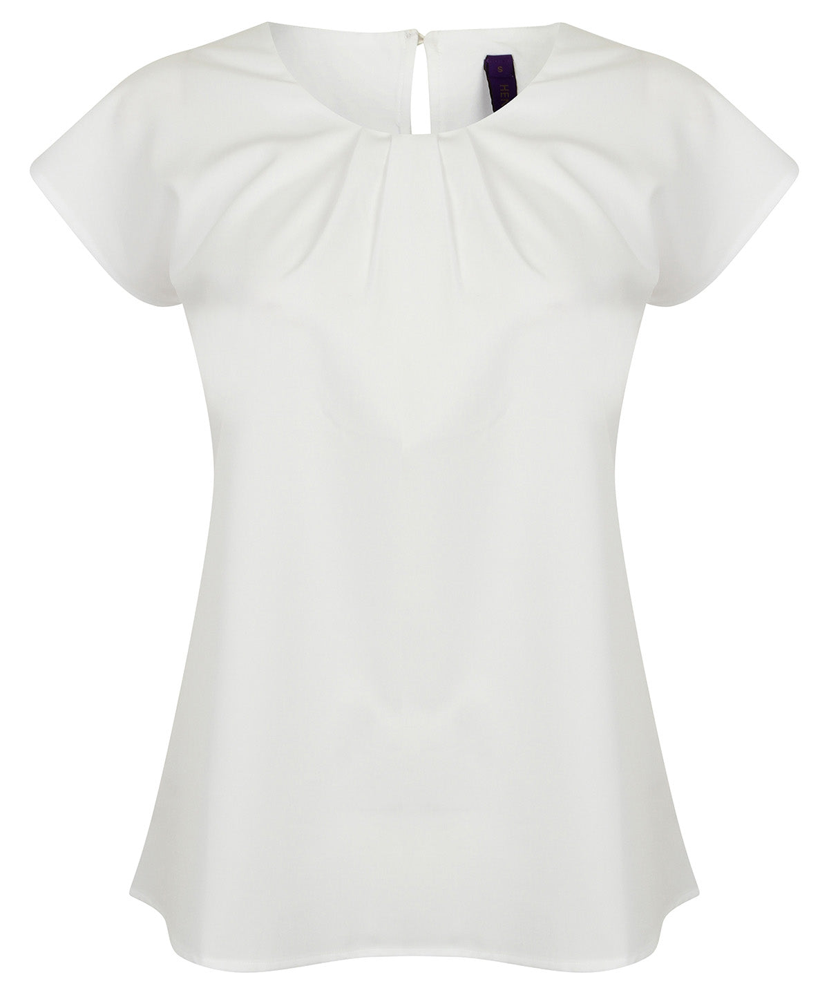Blusa de mujer de manga corta con pliegues en la parte delantera | Blanco