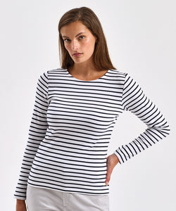 Camiseta de manga larga Marinire costera para mujer | Blanco/Marino