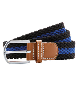 Cinturn elstico de trenza a rayas bicolor | Negro/Azul Royal