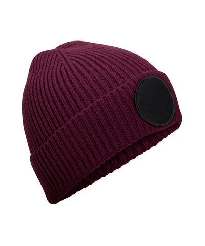 Gorro circular con parche de moda sostenible | Granate/Negro