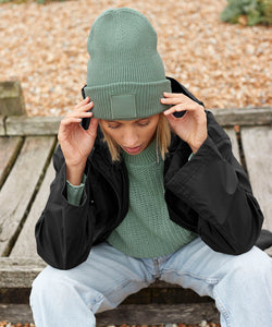 Gorro de punto con parche tonal de borde profundo | Negro