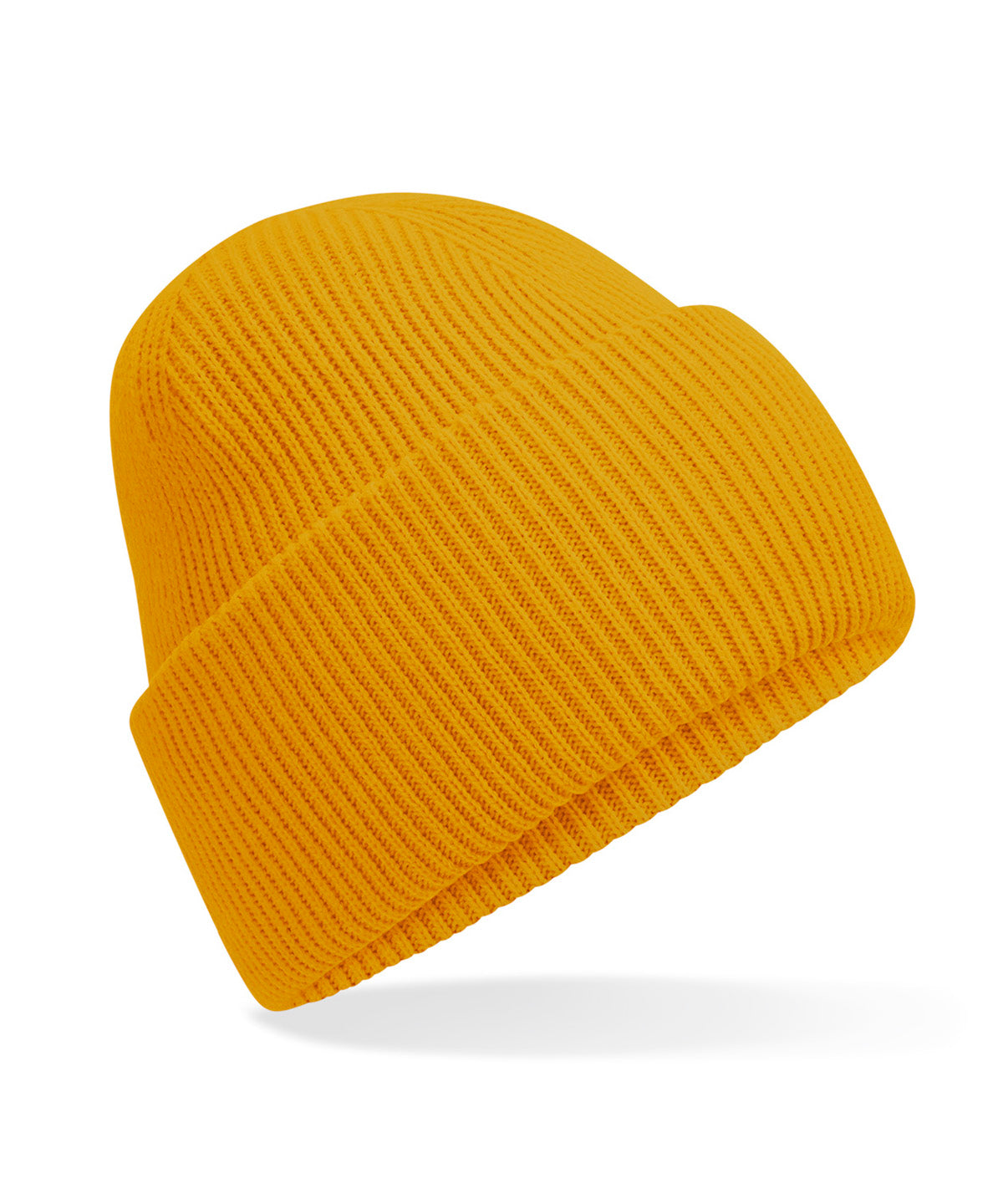 Gorro clsico de punto con borde profundo vuelto | Mostaza
