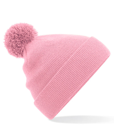 Gorro de lana con pompn para nios | Rosa Empolvado