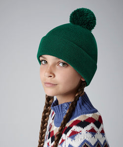 Gorro de lana con pompn para nios | Negro