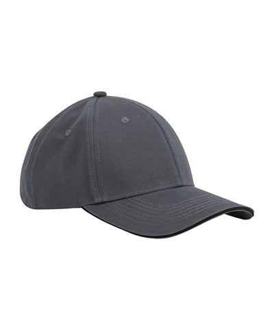 Gorra clsica de algodn orgnico EarthAware® de 6 paneles con visera tipo sandwich | Gris Grafito/Negro