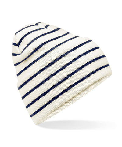 Gorro a rayas con puo profundo original | Blanco Suave/Azul Marino Francs