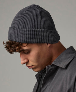 Gorro de algodn orgnico en tejido de nido de abeja | Negro