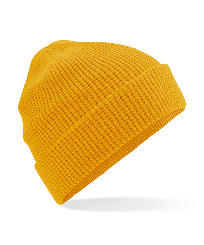 Gorro de algodn orgnico en tejido de nido de abeja | Mostaza