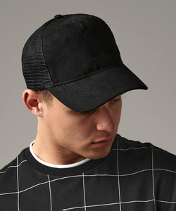 Gorra de camionero de ante con cierre a presin | Negro