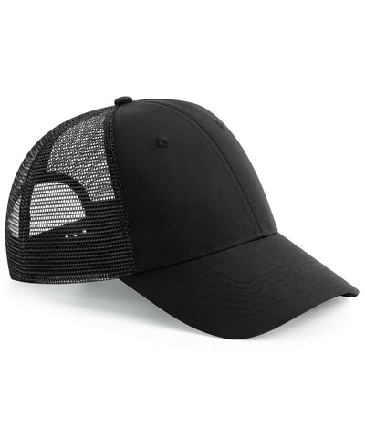 Gorra trucker de 6 paneles con cierre a presin de ropa urbana reciclada | Negro