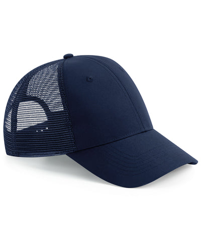Gorra trucker de 6 paneles con cierre a presin de ropa urbana reciclada | Azul Marino Francs