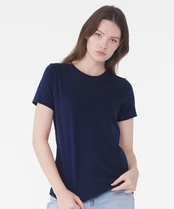 Camiseta de manga corta holgada de jersey para mujer | Negro - Carbn