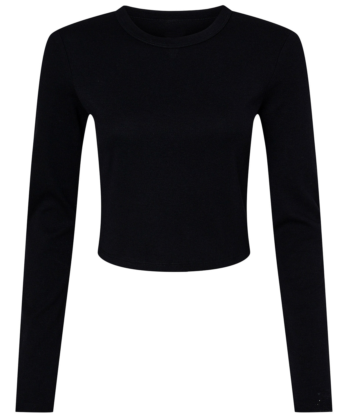Camiseta de beb de manga larga de costilla micro para mujer | Negro Slido Mezclado
