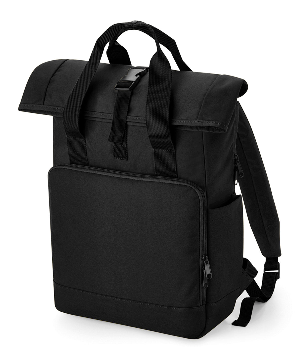 Mochila para porttil con doble asa y cierre enrollable reciclada | Negro